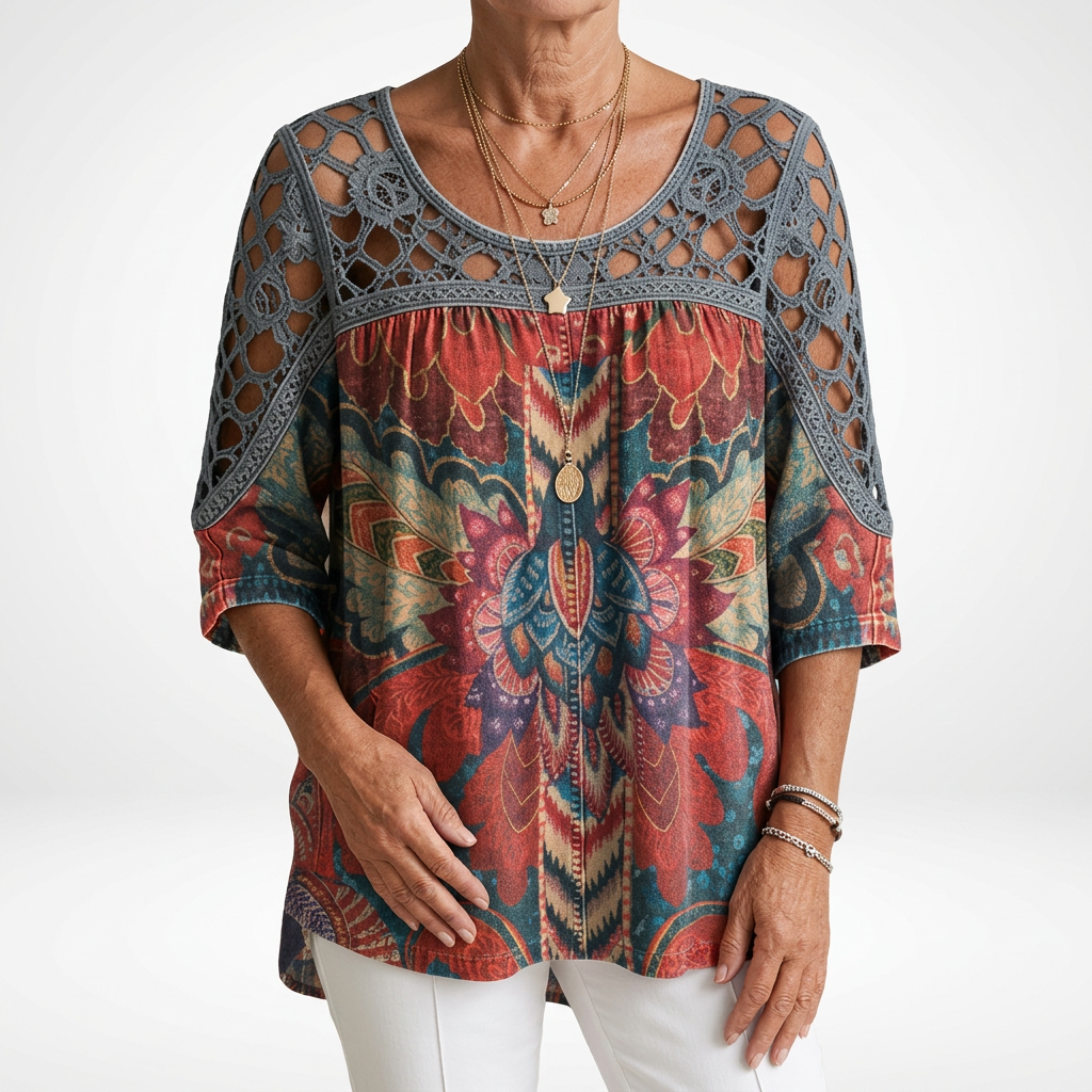 Elisa™ — Printed Ethnic Bohemian Blouse with Natural Femininity
