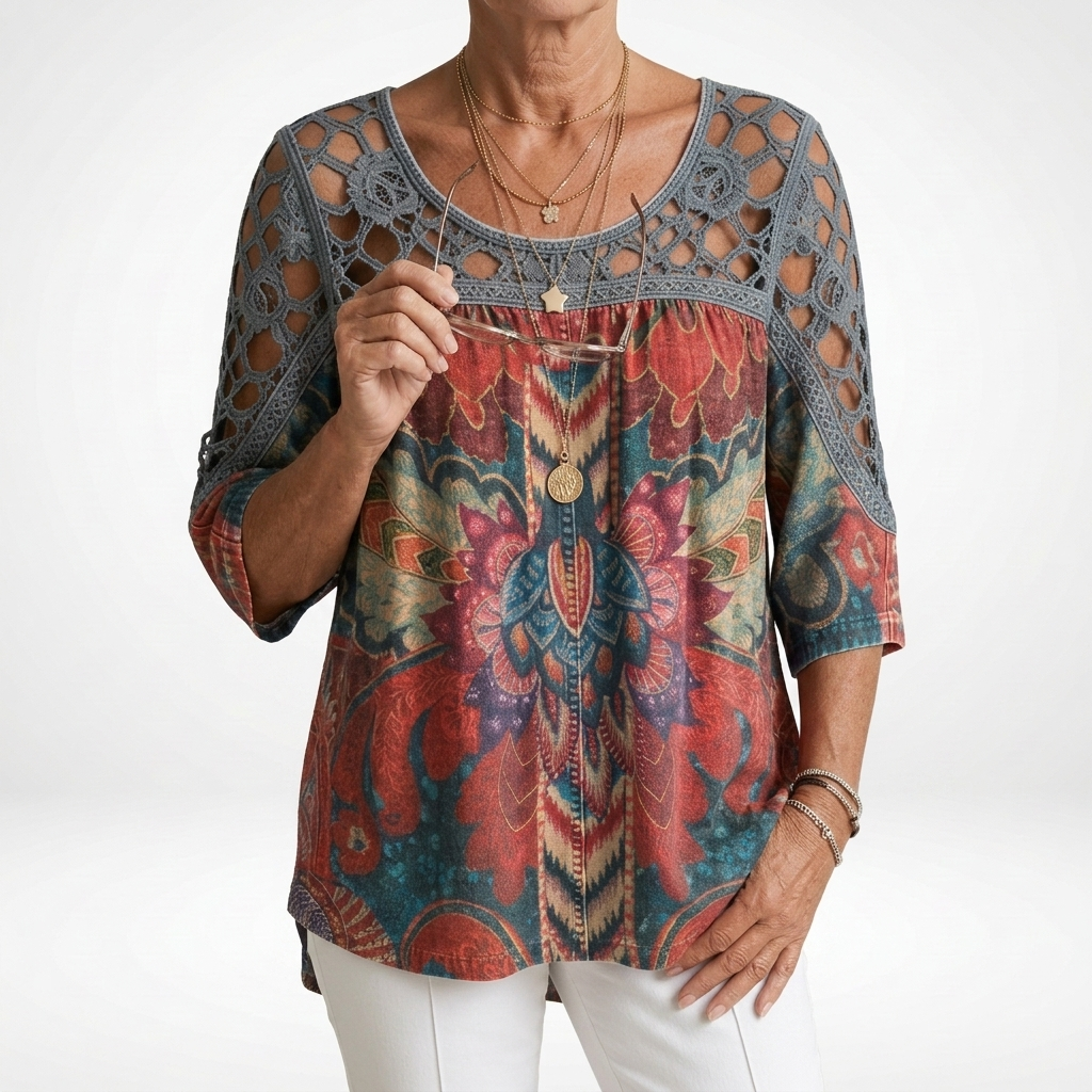 Elisa™ — Printed Ethnic Bohemian Blouse with Natural Femininity