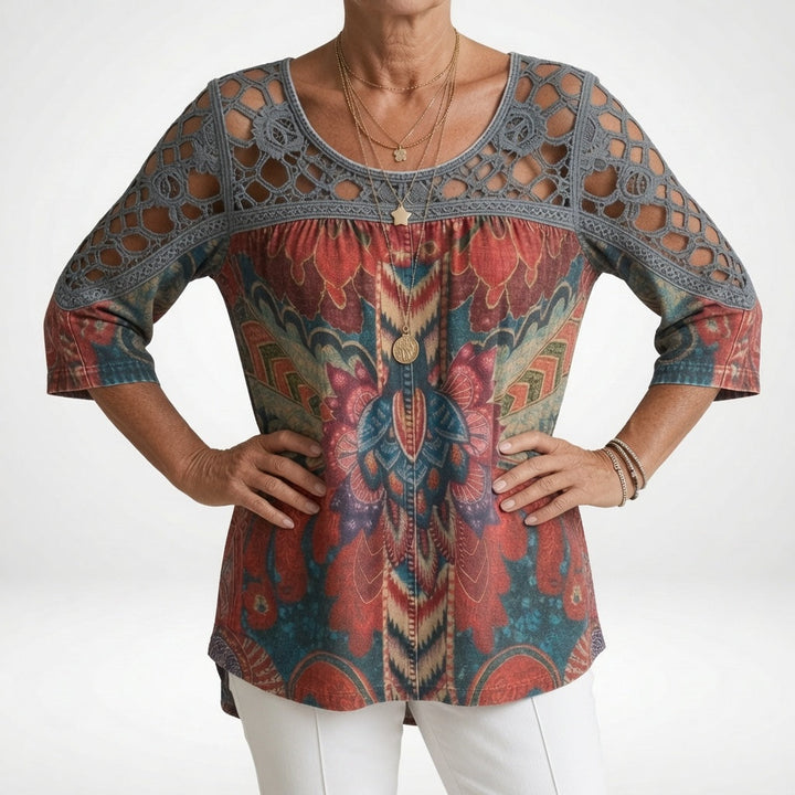 Elisa™ — Printed Ethnic Bohemian Blouse with Natural Femininity