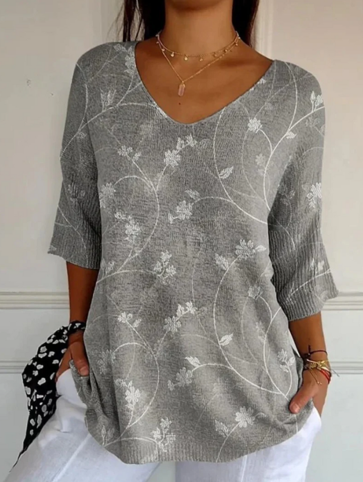 Women's Retro Art Print Casual Pullover Knit