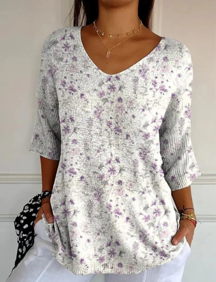 Women's Retro Art Print Casual Pullover Knit