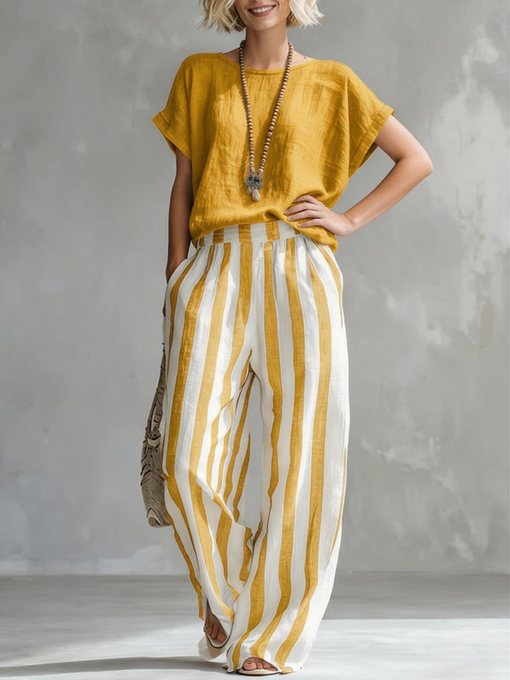 Sienna™ Relaxed Striped Linen Blend Set