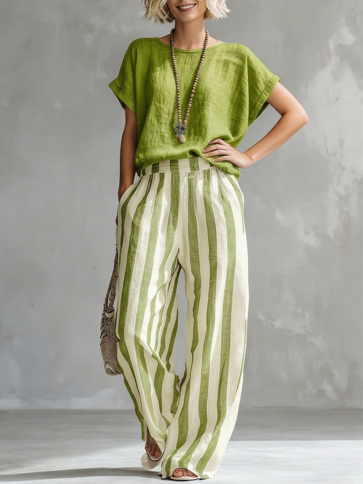 Sienna™ Relaxed Striped Linen Blend Set