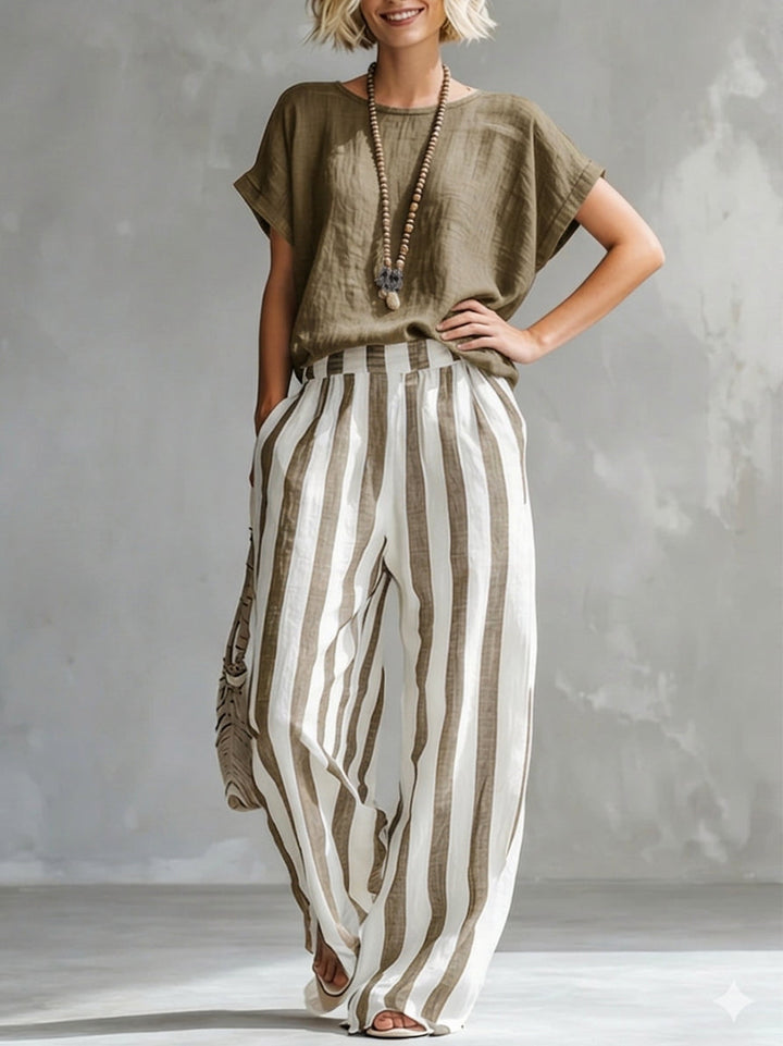 Sienna™ Relaxed Striped Linen Blend Set