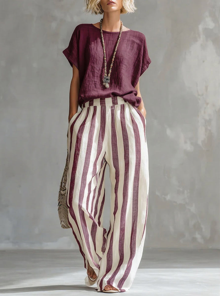 Sienna™ Relaxed Striped Linen Blend Set
